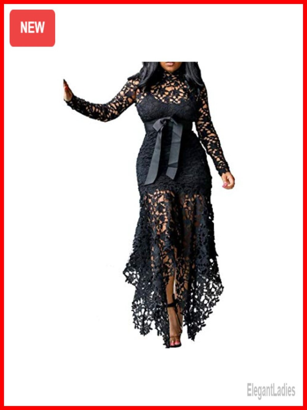 Hollow Lace-Up Asymmetrical Maxi Dress Evening Party Dress